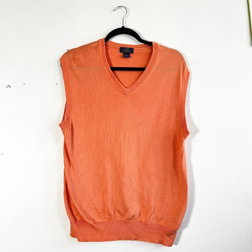 Brooks Brothers 346 Supima Cotton V Neck Sweater‎ Vest Large Orange